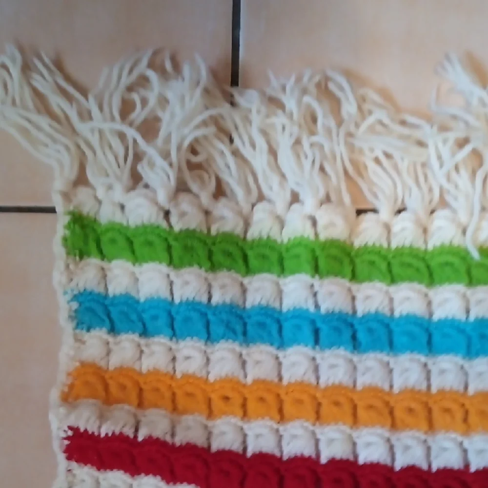 Vintage Handcrafted Multicolor Striped Throw Blanket